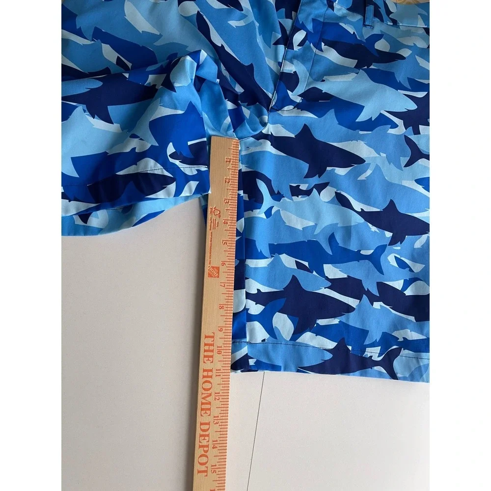 Loudmouth Golf Mens Blue Shark Camo‎ Shorts Size 40 Sharknado Performance